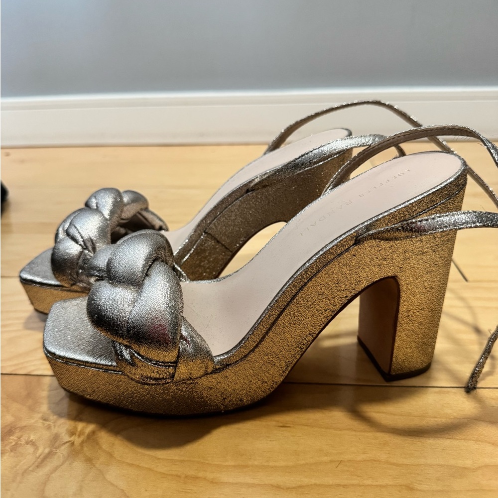 Loeffler Randall Metallic Silver Braided Heels - Picture 3 of 5